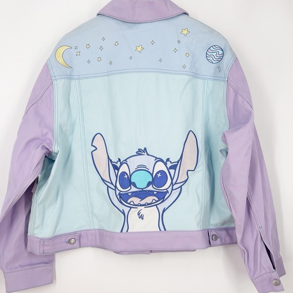 Disney Jackets & Blazers - Disney Parks Hello Universe Stitch Button Up Denim Jacket Adult 1X Pastel NWT